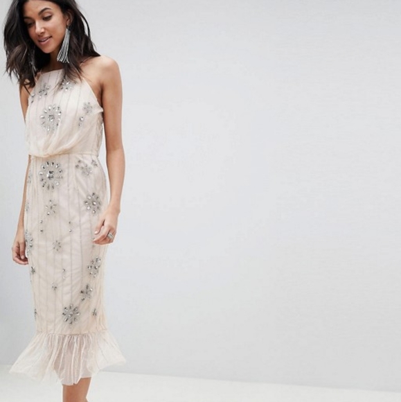 ASOS Dresses & Skirts - ASOS DESIGN Tall Embellished Peplum Cami Pencil Dr